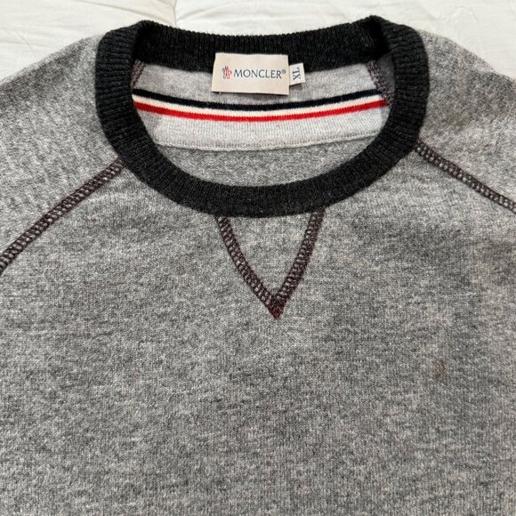 Moncler pullover crew neck gray mens sweater size XL cashmere wool - Picture 9 of 16